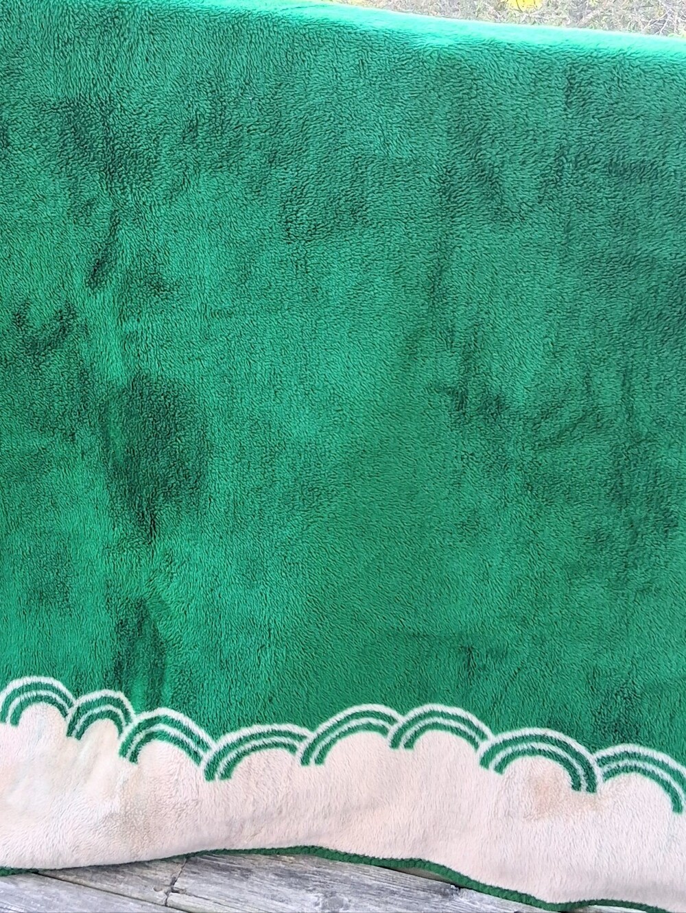 San Marcos 82" X 80" Green and Tan Swan Mexican Cobijia Buttery Soft Blanket - Picture 6 of 13